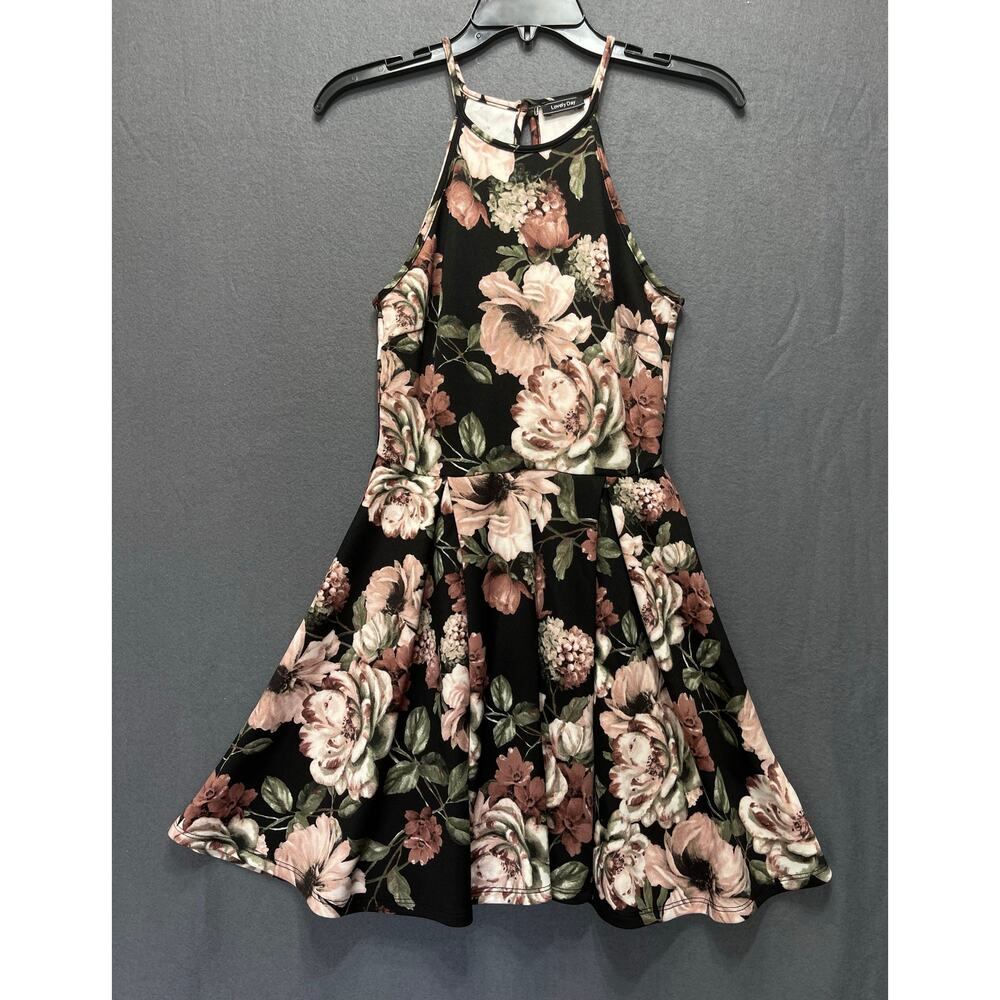 This is a Lovely Day Floral‎ Halter Skater Dress sz S Vintage effortless